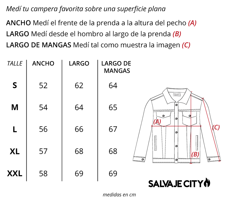 Tabla de talles campera